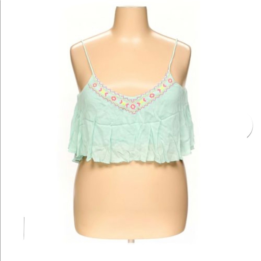 🆕 Joyce Leslie Truth Teal Boho Crop Top Size Large